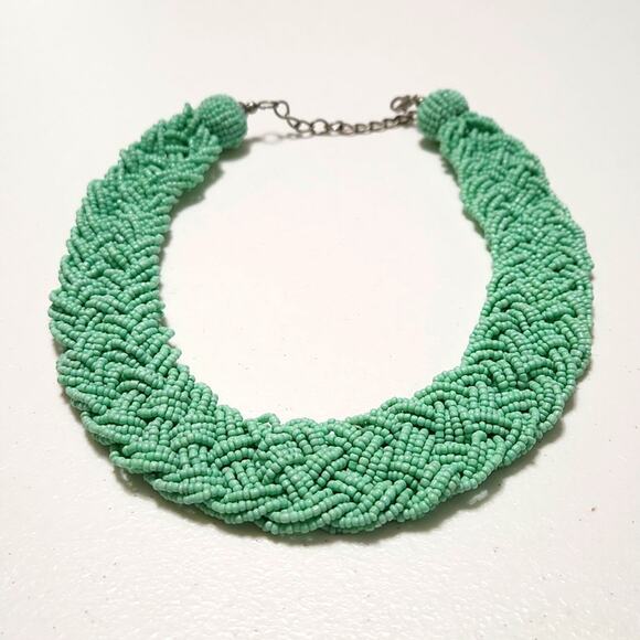 Necklace Seafoam Green Chunky Bead Necklace Lobster Claw Clasp Adjustable - Picture 6 of 8